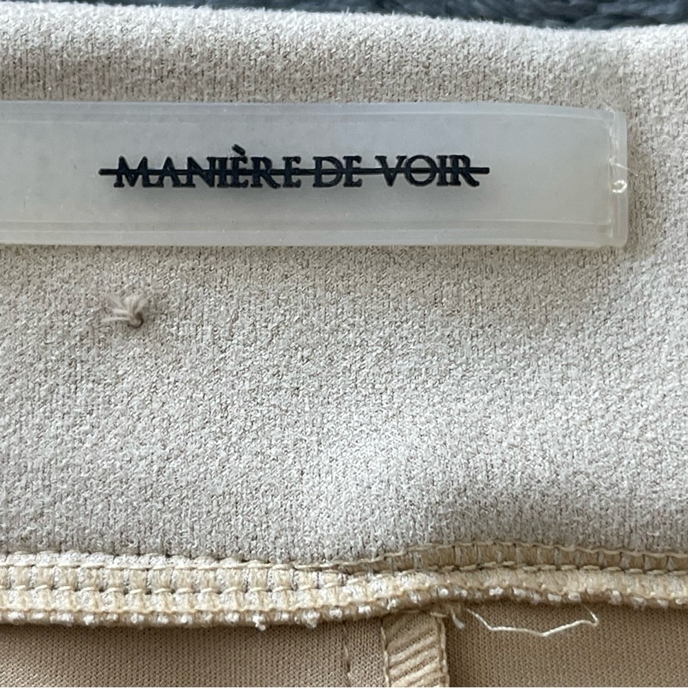 Maniere De Voir Edgy Cream Faux Suede And Leather leggings With Belts Size 6 - Picture 8 of 9